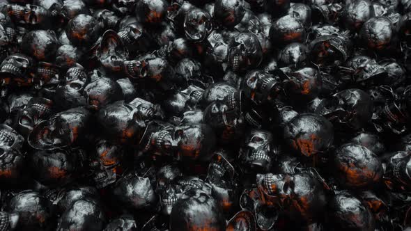 A Camera Span Over an Endless Pile of Human Skulls