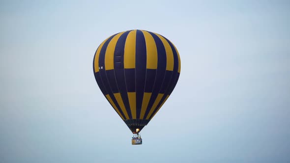 Colorful Hot Air Balloon Flying in the Sky, Freedom and Extreme Sport, Hobby