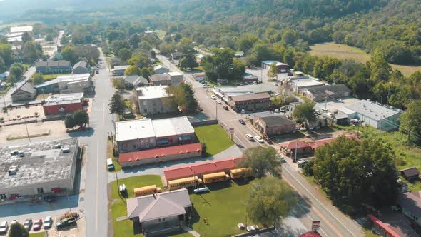 Drone Fly Over Small Town