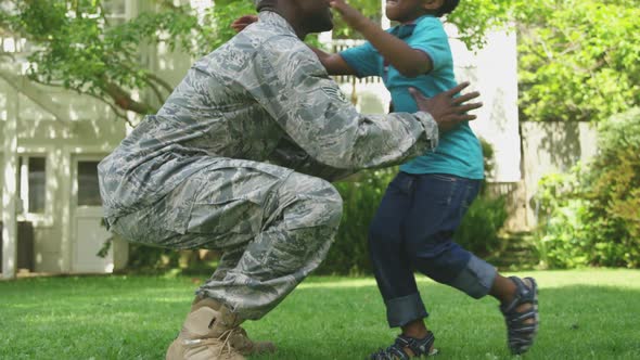 Soldier with his son