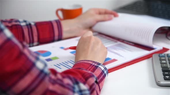 Woman Checking Statistics