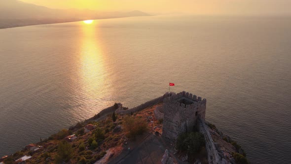 Alanya Castle - Alanya Kalesi Aerial View. Turkey