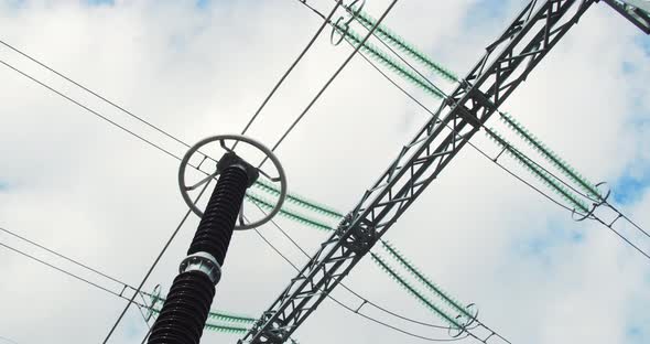 Massive Metal Structures with Power Lines at a Power Plant Danger