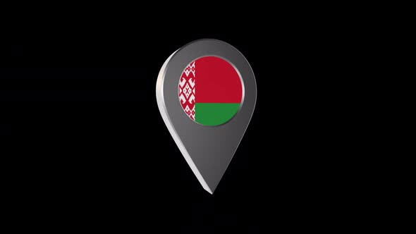 3d Animation Map Navigation Pointer With Belarus Flag With Alpha Channel - 2K