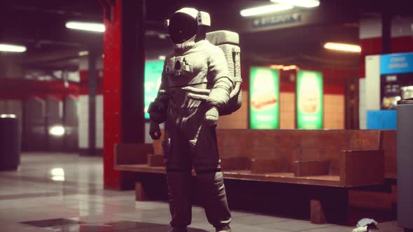 Astronaut at Underground Metro Subway