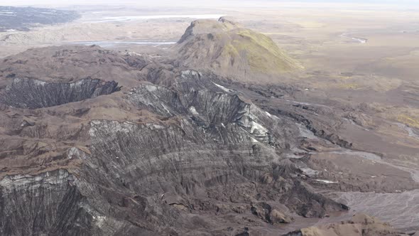 Vista Of Volcanic Craters At Katla Volcano In Southern Iceland. Aerial Shot of a Glacier