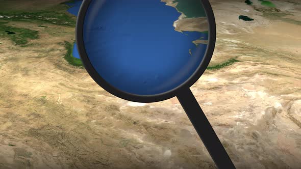 Magnifying Glass Finds Tehran City on the Map