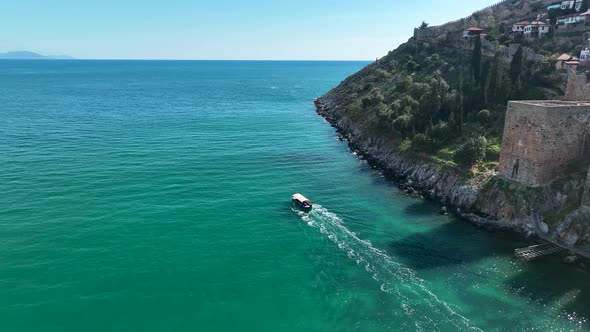 Fishing Near The Shore Sea Aerial View 4 K