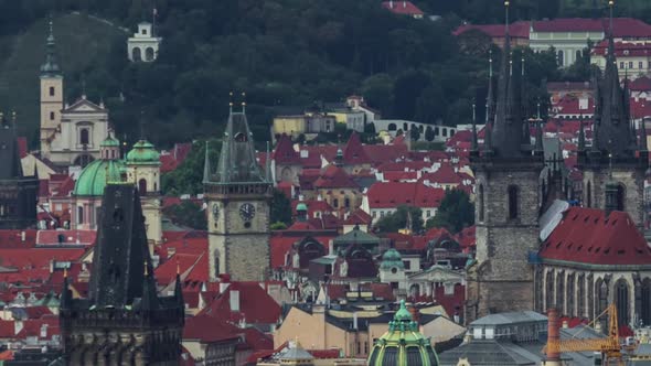 Panoramic View of Prague Timelapse From the Top of the Vitkov Memorial Czech Republic