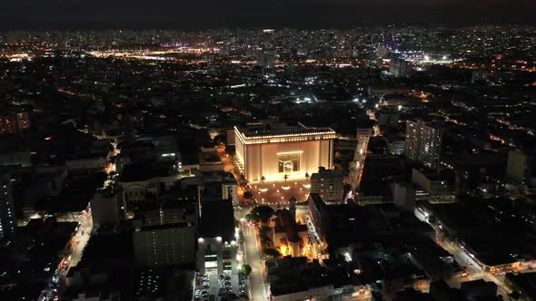 Night downtown Sao Paulo Brazil. Downtown district at night life scenery.