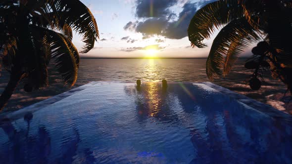 Beautiful Swimming Pool at Sunset alt