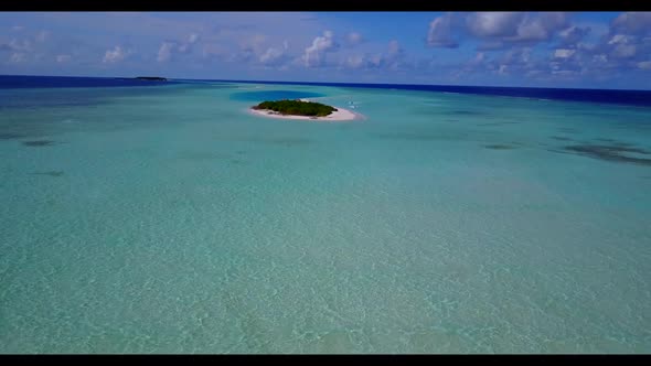 Aerial sky of luxury coastline beach lifestyle by transparent sea and white sand background of a day