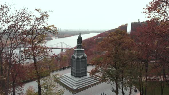 Monument To Volodymyr the Great. Kyiv. Ukraine. Aerial View