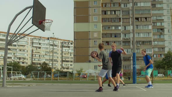 Streetball Team Scoring Points After Layup Shot