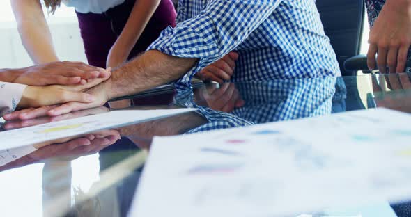 Group of executives forming hand stack 4k