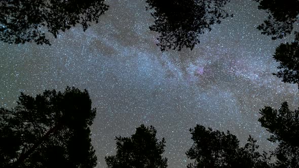 Timelapse of Moving Stars and Milky Way Galaxy in Night Sky