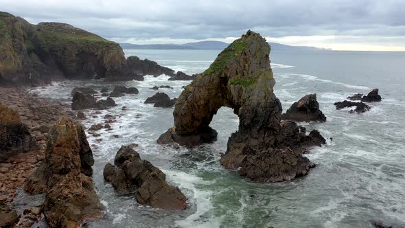 Aerial View of the Crohy Head Sea Arch, County Donegal - Ireland