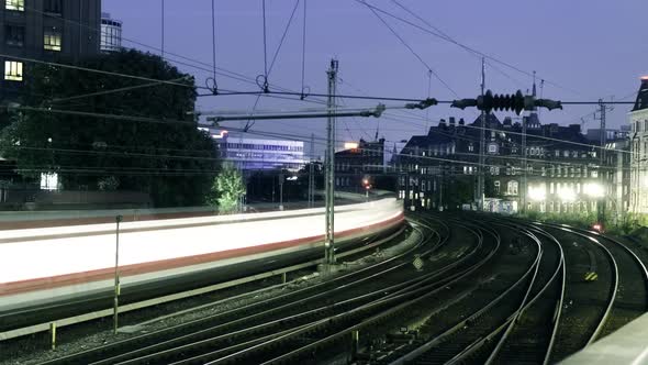Timelapse Of High Speed Trains And Railroad Rails alt