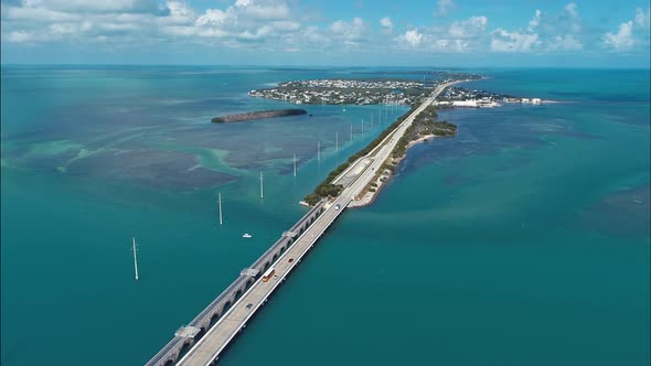 7 mile bridge landmark way to Key West Florida Keys United States.