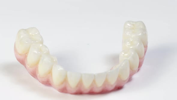 Dental health care. Close up ceramic zirconium. Dental prosthesis on zirconium oxide implants