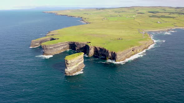 Aerial View of the Dun Briste Sea Stick at Downpatrick Head County Mayo  Republic of Ireland