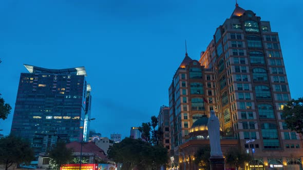 Downtown Sai Gon Day to Night Timelapse 4K - Ho Chi Minh city, Viet Nam