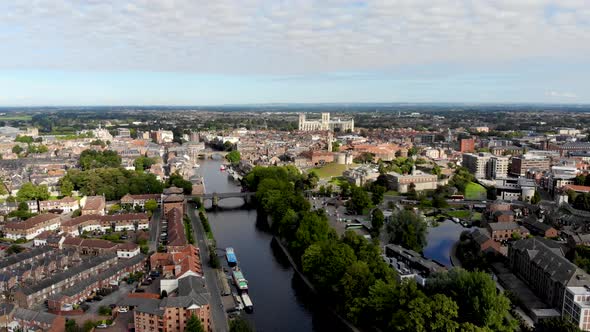 Aerial footage of the town of York