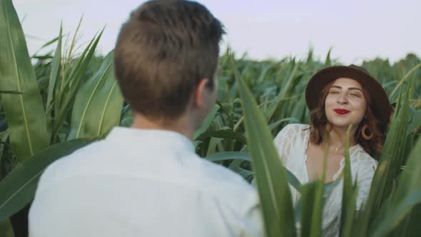 Beautiful Couple in the Corn Field