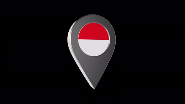 3d Animation Map Navigation Pointer With Indonesia Flag With Alpha Channel  - 4K