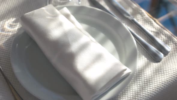 White Plate with Napkin.