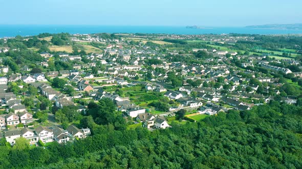 Aerial view over Irish coastline