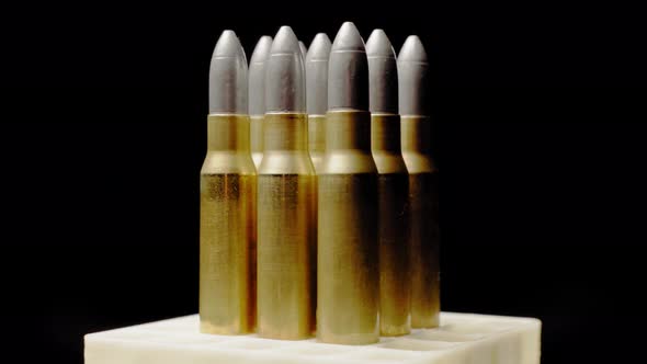 Rifle 308WIN Ammunition Left Justified Rotating Rifle Cartridge with Leaden Bullet Close Up