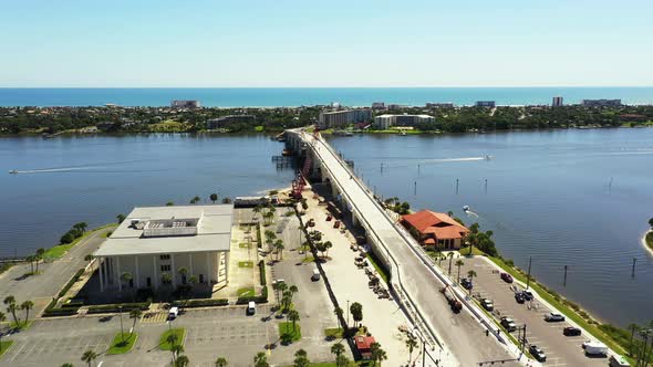 Drone footage bridges to Daytona Beach FL