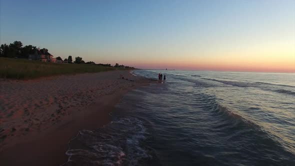 Flying along the shoreline of Lake Michigan