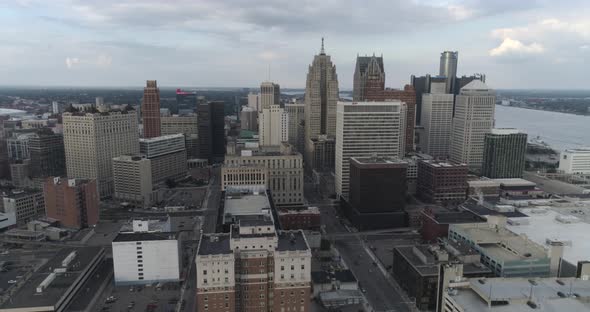 This video is an aerial of downtown Detroit and Detroit city landscape. This video was filmed in 4k