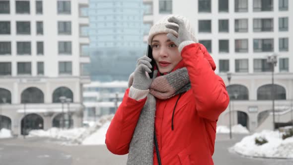 Student Girl Talking on the Phone on Campus