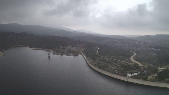 Aerial drone view of Vale do Rossim in Serra da Estrela, Portugal