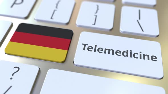 Telemedicine Text and Flag of Gemany on Computer Keyboard