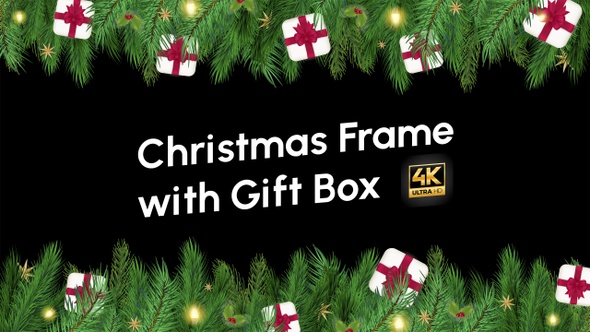 Christmas Frame With Gift Box 4K alt