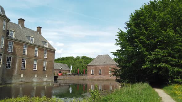 Castle Slangenburg in the Achterhoek, Gelderland, the Netherlands, Aerial