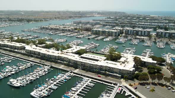 Parallax drone shot of the Marina in Southern California