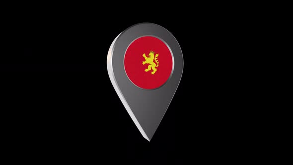 3d Animation Map Navigation Pointer With Flag Of Zaragoza (Spain) With Alpha Channel - 2K