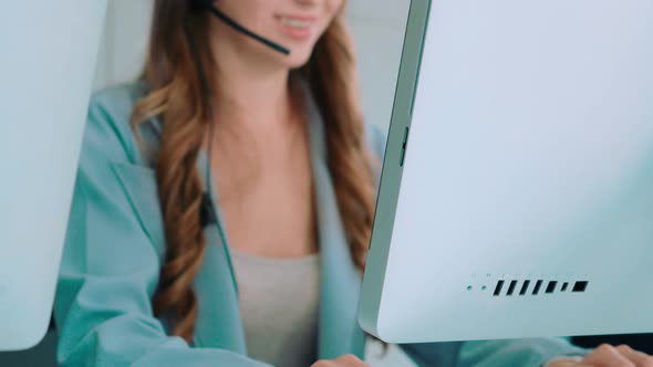 Business People Wearing Headset Working in Office