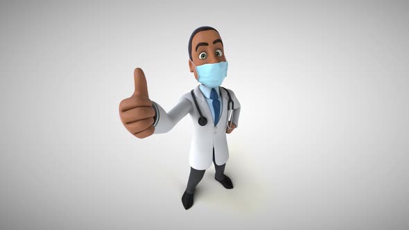 Cartoon doctor with a mask