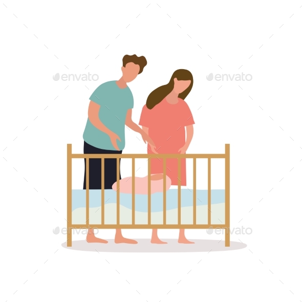 Parents Put Their Baby To Baby Crib