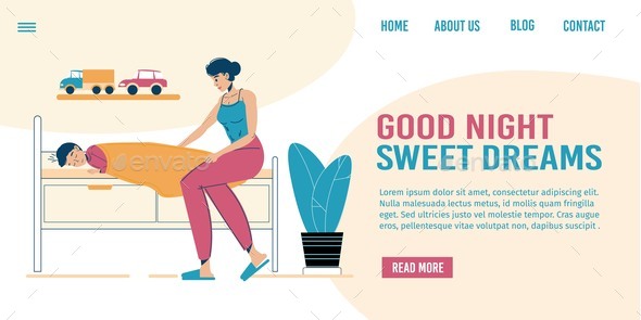 Loving Mother Adorable Son in Bed Landing Page