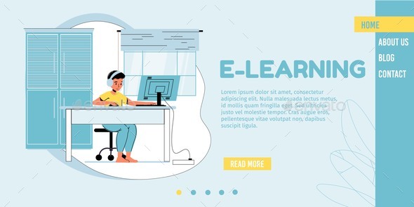 E-learning, Remote Study for Children Landing Page