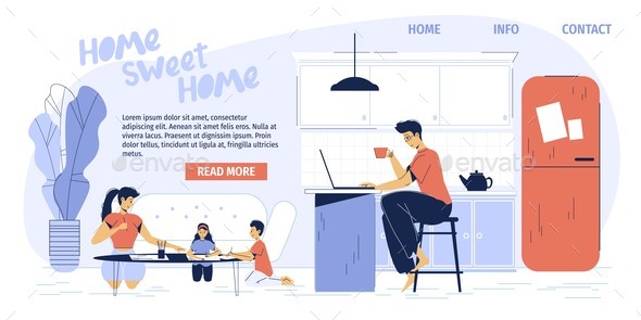 Happy Family Activity at Home Landing Page Design