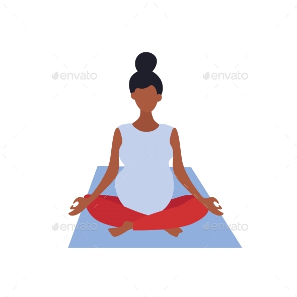 A Pregnant Woman Is Sitting in the Lotus Position