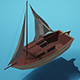 Low Poly Sailing Boat w/Camera & Lighting Scene - 3DOcean Item for Sale